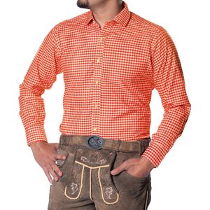 Tannhauser Oranje Overhemd Heren Lange Mouw voor bij EK WK Koningsdag Verkleedkleren Volwassenen Oranje Verkleedkleding Oranje Shirt Oktoberfest Heren Carnavalskleding Heren Verkleedkleren Volwassenen - 70%Katoen30%Viscose - Maat L