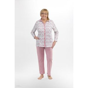 Martel- Elzbieta dames pyjama-lange mouwen- licht roze- 100 % katoen XL