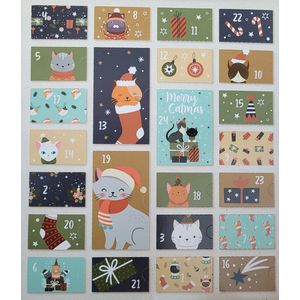 Katten Adventskalender Kerst Decemberkalender voor de Poes - kattensnack dierenkalender - 24 Dagen