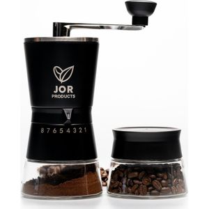 JOR Products® Koffiemolen - Groot - Koffiebonen - Voorraadpot - Espresso - Keramiek - Koffiebonen Maler - Koffiepot - 8 Maalstanden