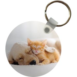 Sleutelhanger - Dieren - Hond - Kitten - Rood - Plastic - Rond - Uitdeelcadeautjes