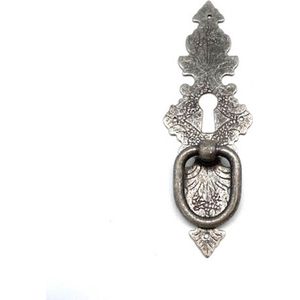 Deurgreep antiek Zilver verticaal met sleutelgat 129x43mm