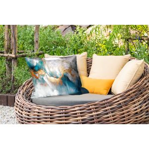 Buitenkussens - Tuin - Abstract - Kunst - Gold - Blauw - 50x30 cm