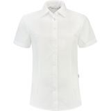 L&S Shirt poplin mix met korte mouwen voor dames wit - S