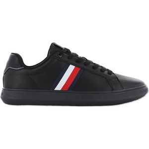 Tommy Hilfiger Corporate Leather Cup Stripes - Heren Sneakers Schoenen Zwart FM0FM04732BDS - Maat EU 46 UK 11