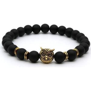 Uil armband - zwart & goud