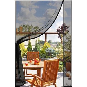 Vliegengordijn Magnetisch scherm aan de zijkant - Deuren Terrasgordijn - Insectengaas - Vliegen Insecten - Vliegscherm - Franse Deuren - 75x210cm Zwart