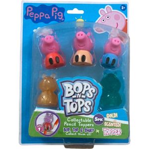 Peppa Pig potlood toppers set - Multicolor - Kunststof - Set van 5 - Cadeau - 3+ -