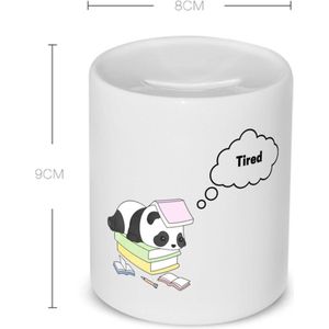 Akyol - tired panda Spaarpot - Panda - panda liefhebbers - panda die ligt op een stapel boeken - verjaardag - dieren liefhebbers - cadeau - kado - geschenk - verjaardagscadeau - 350 ML inhoud