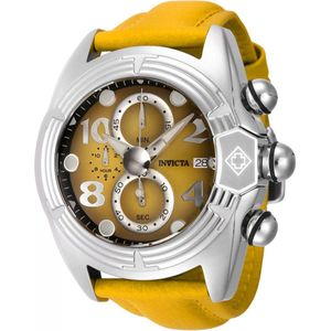 Invicta Lupah 43876 Heren Horloge - Waterdicht - Analoog - Quartz Uurwerk - Roestvrij Staal met Gele Wijzerplaat - 52mm