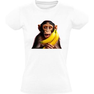 Banana Monkey Dames T-shirt - dier - dieren - banaan - monkey - aap