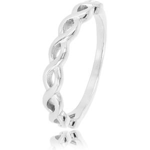 My Bendel Gewoven zilverkleurige aanschuifring - Speelse gewoven zilverkleurige ring - Met luxe cadeauverpakking