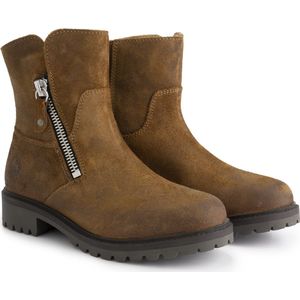 Travelin' Venning Dames leren enkellaarsjes met rits - Suede Leren boots - Cognac leer