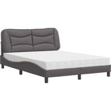 vidaXL - Bed - met - matras - kunstleer - grijs - 140x200 - cm