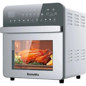 Biolomix 15L Airfryer - 11 in 1 - Airfryer XXL - Multifunctionele elektrische oven - 1700 Watt - Led touchscreen - met Venster - Air Fryer - RVS - Zilver
