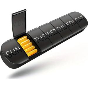 Pillendoosje XXL I Pillendoos I Medicijn Doosje I Vitamine Doos I Zondag t/m Zaterdag I 7 dagen I 1 Week I Zwart