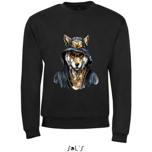 Sweatshirt 2-158an13 Hond met gouden kettingen - L