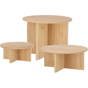 Esschert Design plantenpot verhogen tafels set 3x - bamboe - 25 x 11 cm / 25 x 19 cm / 18 x 9 cm