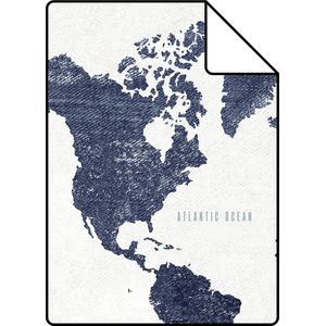 Proefstaal ESTAhome behang vintage wereldkaarten donkerblauw - 138972 - 26,5 x 21 cm