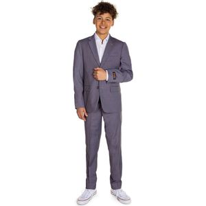 OppoSuits Daily Dark Grey - Casual Tiener Pak - Voor Bruiloften, Schoolfeesten en Casual Chic - Inclusief Pantalon en Blazer - Grijs - Maat: EU 170/176 - 16 Jaar