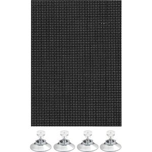 Zonweringsnet - Veelzijdige Zonwering - Lichtdoorlatend - incl. 6 Zuignappen - zwart - 60 x 120 cm