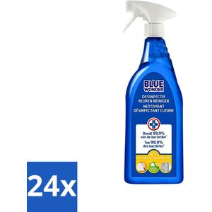 Blue Wonder - Allesreiniger Spray - Keuken - Hygiënische Schoonmaak - 750ml - Voordeelverpakking - 24 stuks