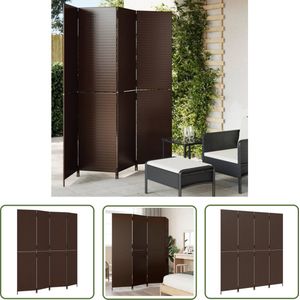 The Living Store Kamerscherm 4 panelen poly rattan bruin - Kamerscherm - Poly Rattan - Kamerscheiding - Scheidingswand - Privacy Screen