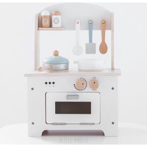 Petite Amélie Houten Speelgoed Keuken - 8 Meegeleverde accessoires - Gebroken wit - Vanaf 3 jaar