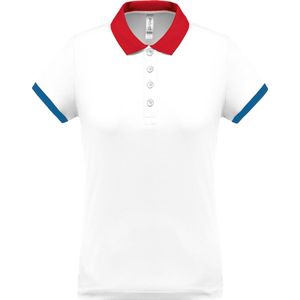Damessportpolo 'Proact' met korte mouwen White/Red/Royal Blue - XL