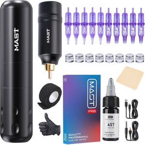 Draadloze Tattoo Machine Set - Compleet Kit met Tattoo Pen, Batterij en Noodzakelijke Benodigdheden voor Beginners