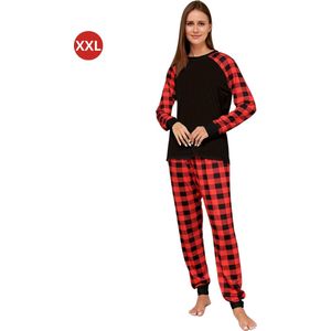 Livano Kerstpyjama - Kerst Pyjama - Christmas - Dames - Vrouwen - Volwassenen - Set - Broek - Shirt - Zwart - Maat XXL