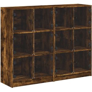 vidaXL-Boekenkast-met-deuren-136x37x109-cm-hout-gerookt-eikenkleurig