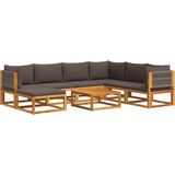 vidaXL - 8-delige - Loungeset - met - kussens - massief - acaciahout