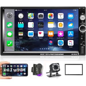 2 DIN Autoradio Bluetooth 7 Inch scherm MP5-Speler USB/SD/AUX-in/FM/Spiegel Link+ Achteruitrijcamera - Met Radio