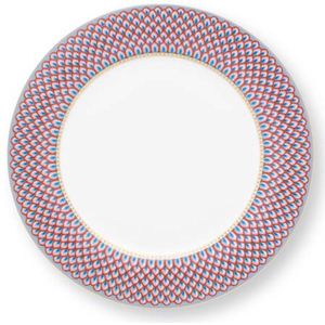 Pip Studio Flower Festival - dinerbord (1) - 26,5cm - Scallop - rood / lichtblauw bord