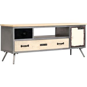 vidaXL Tv-meubel massief mangohout en staal Tv-kast - Mangohout - Industrieel - Vintage - Salontafel