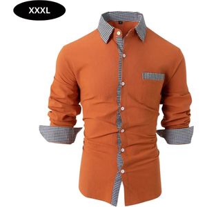 Nivard Overhemd Heren - Volwassenen - Lange Mouwen - Strijkvrij - Lange Mouw - Oranje - Maat XXXL