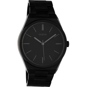 OOZOO Timepieces - Zwarte horloge met zwarte roestvrijstalen armband - C10524 - Ø40