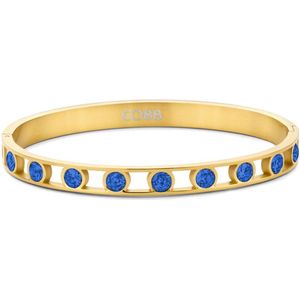 CO88 Collection 8CB-91097 Stalen Armband - Dames - Bangle - Zirkonia - 4 mm - Donker Blauw - 6 mm Breed - 60 x 50 mm - Staal - Goudkleurig