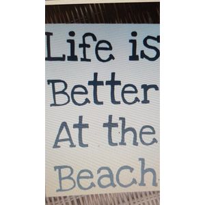 Baby Rompertje cadeautje zwangerschap aankondiging tekst |  life is better at the beach | korte mouw | wit zwart | maat 62/68 | geboorte kraamcadeau cadeau