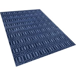 ADATEPE - Laagpolig vloerkleed - Blauw - 140 x 200 cm - Viscose