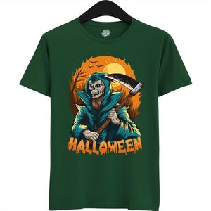 Mister Grimreaper - Halloween Magere Hein Dames / Heren Unisex Shirt - Grappig Kostuum Shirt Idee Voor Volwassenen - T-Shirt - Unisex - Bottle Groen - Maat S