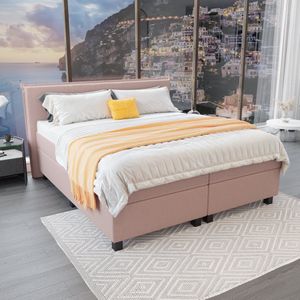 Mörgenn - Boxspring Capri - Pocketvering Boxen én Matrassen - Oud Roze - 90x200 cm - Inclusief Dekbed en Kussens