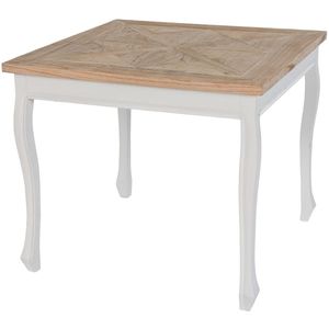 CLP Eettafel Lindon vierkant - Handgemaakte - massief houten blad - in landhuisstijl - Woonkamertafel - natura/wit
