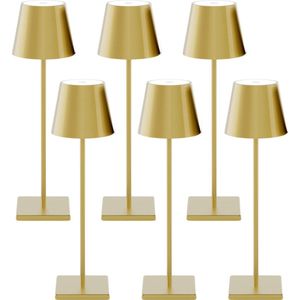 Tafellamp - Oplaadbaar - Bureaulamp - Aluminium - Waterdicht - IP54 - Goud - 6 stuks