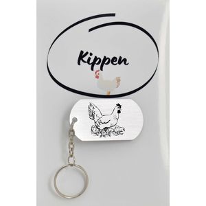 Kippen sleutelhanger inclusief kaart – kippen liefhebber cadeau - animals - Leuk kado voor je dieren liefhebber om te geven - 2.9 x 5.4CM