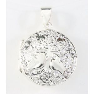 Rond zilveren medaillon met levensboom