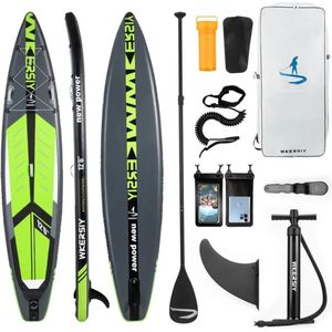 Nivard Sup Board - Opblaasbaar - Supboard - Sup Boards - Paddle - Kayak - Grijs/Geel - 380cm