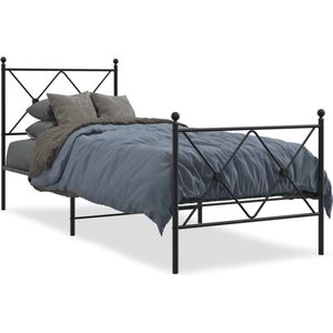 vidaXL - Bedframe - met - hoofd- - en - voeteneinde - metaal - zwart - 75x190 - cm