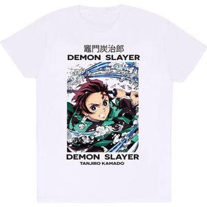 T-Shirt met Korte Mouwen Demon Slayer Whirlpool Wit Uniseks - L